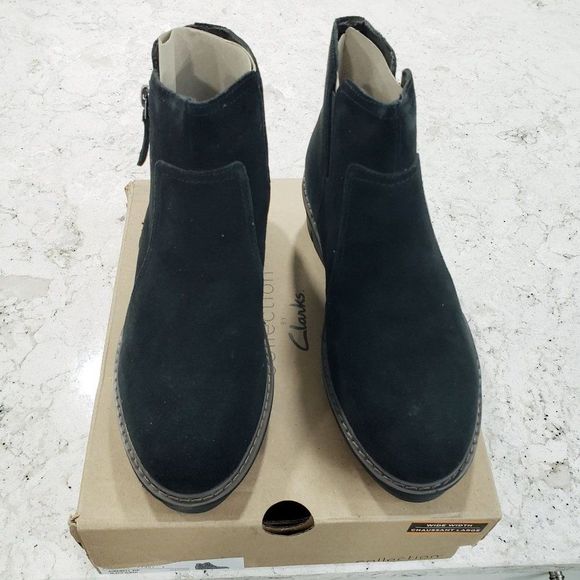 Clarks Collection Women's Size 7 W Airabell Suede Wedge Ankle Bootie Black NEW - Picture 5 of 13